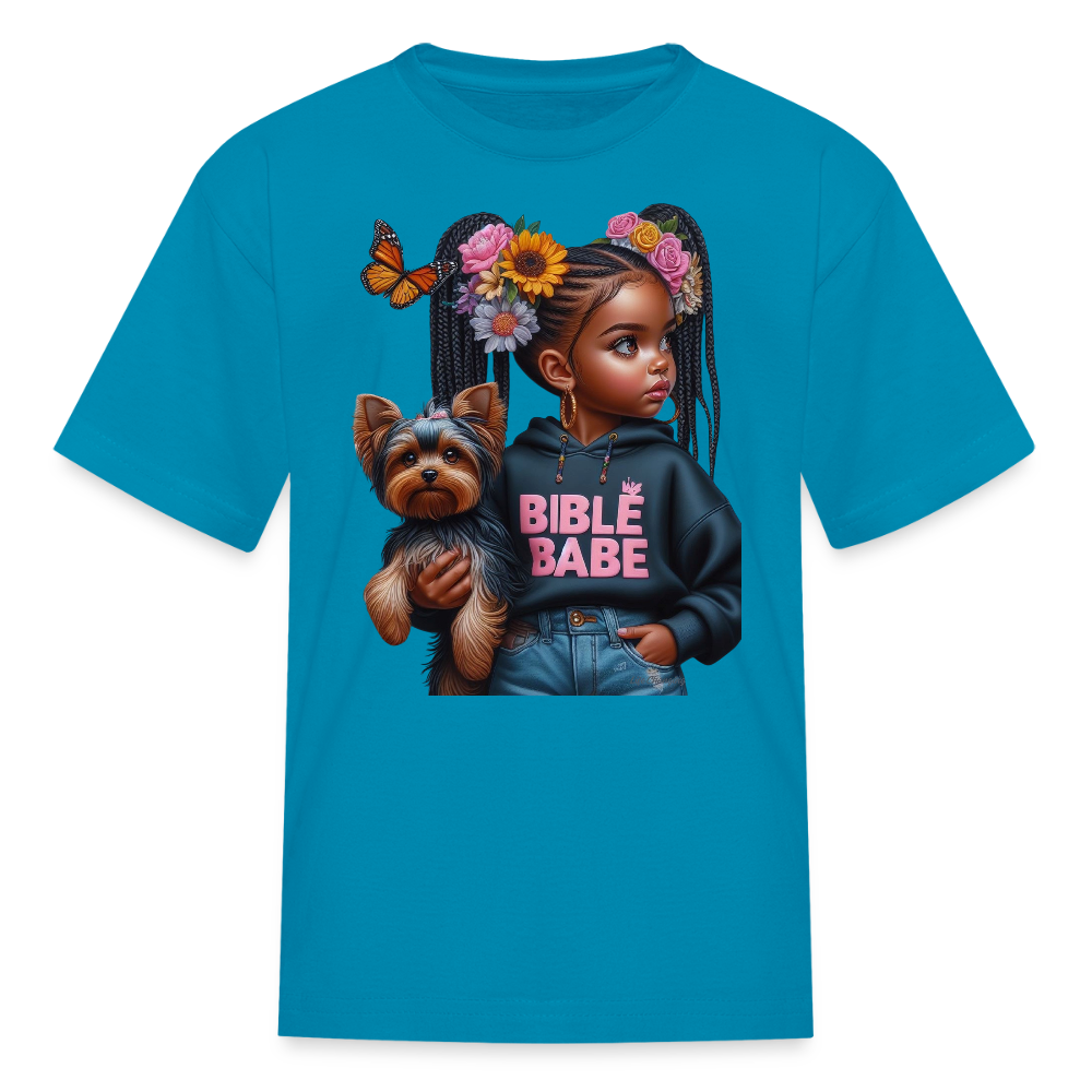 African American Girls Bible Babe with Dog Short Sleeve T-Shirt NicholesGifts