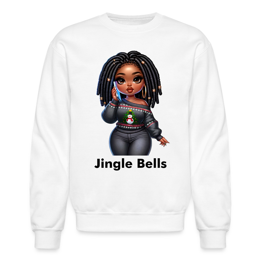 African American Women Jingle Bells Crewneck Christmas Sweatshirt - white