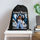 African American Toddler Girls School Rocks Black Cotton Drawstring Bag For Back To School - black