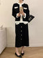 Contrast Trim Jacket and Skirts Sweater Set nicholesgifts