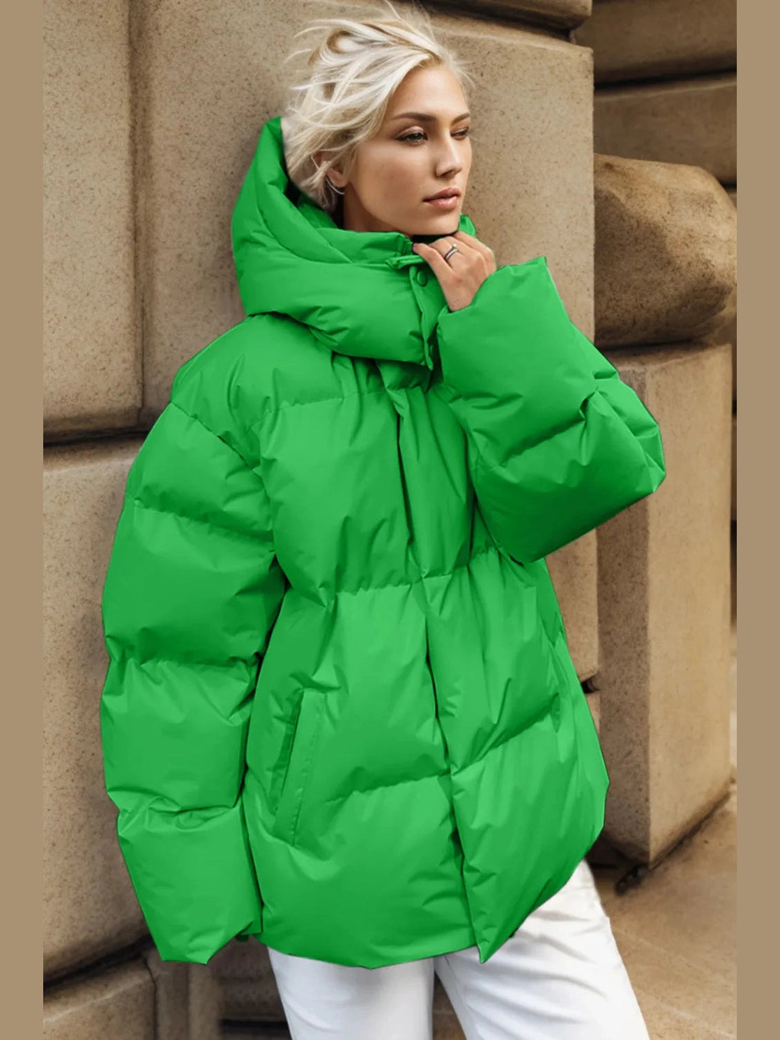 Pocketed Zip Up Hooded Puffer Jacket nicholesgifts