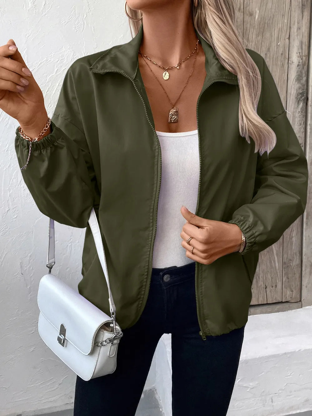 Ivy Lane Pocketed Zip Up Long Sleeve Jacket nicholesgifts