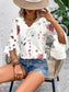 Ruffled Printed V-Neck Half Sleeve Blouse nicholesgifts