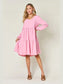 Double Take Full Size V-Neck Balloon Sleeve Tiered Dress with Pockets nicholesgifts