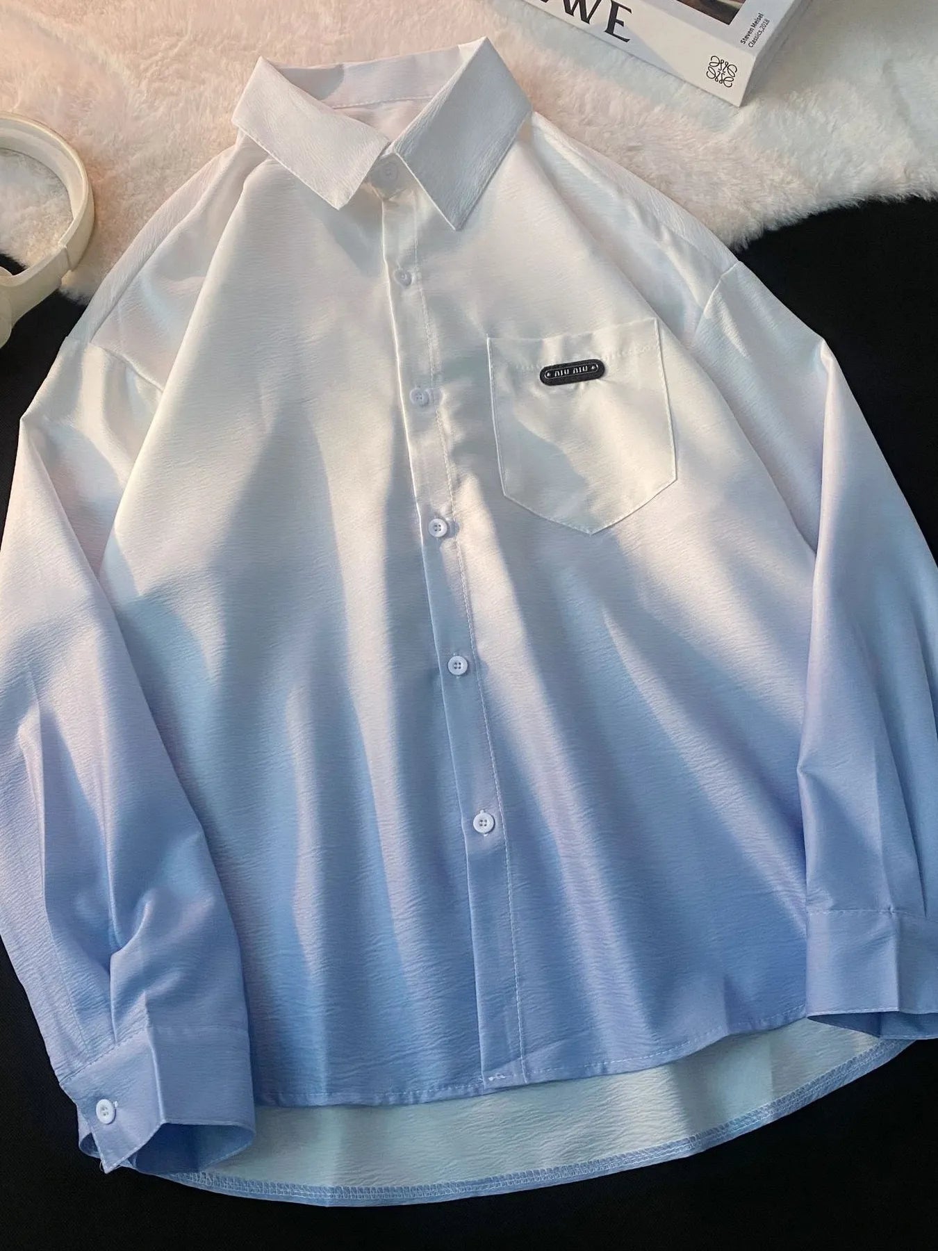 Men's Plus Size Gradient Long Sleeve Button-Up Shirt NicholesGifts