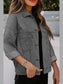 Striped Button Up Long Sleeve Denim Jacket nicholesgifts