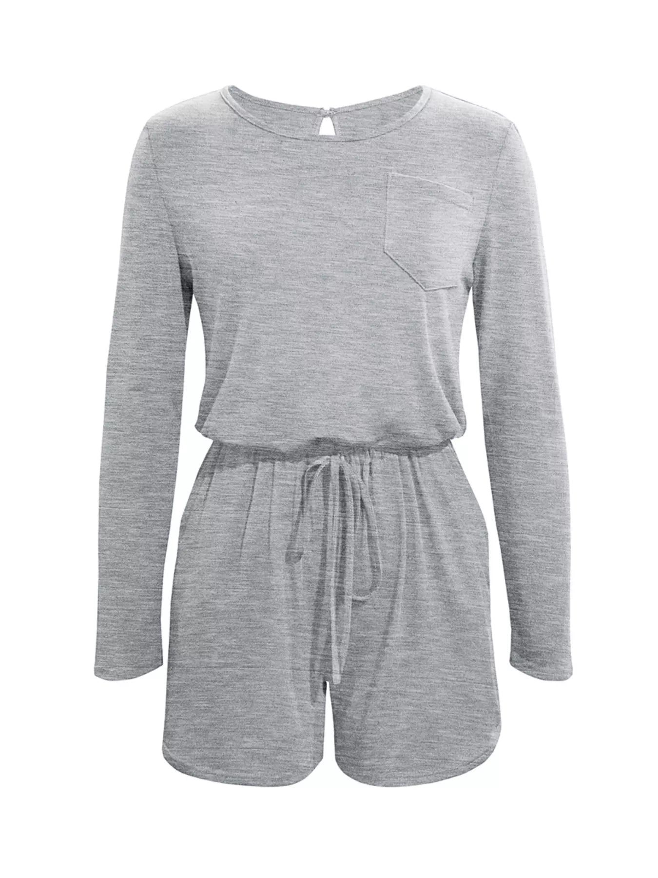 Long Sleeve Drawstring Romper nicholesgifts