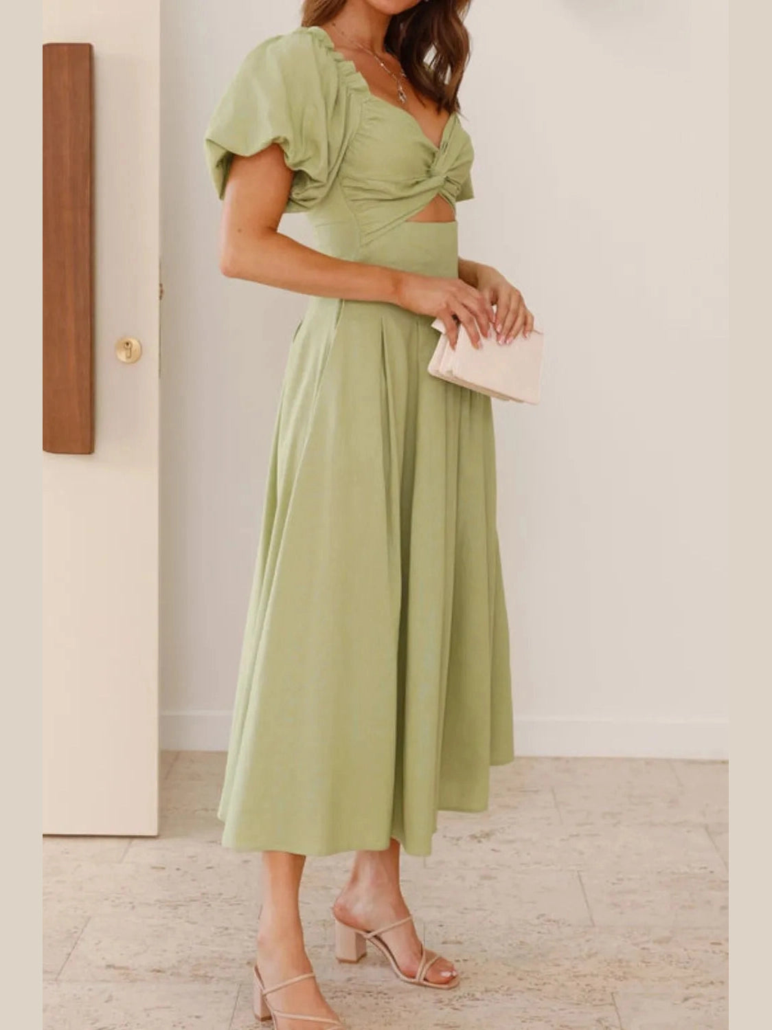 Sweetheart Neck Puff Sleeve Dress NicholesGifts