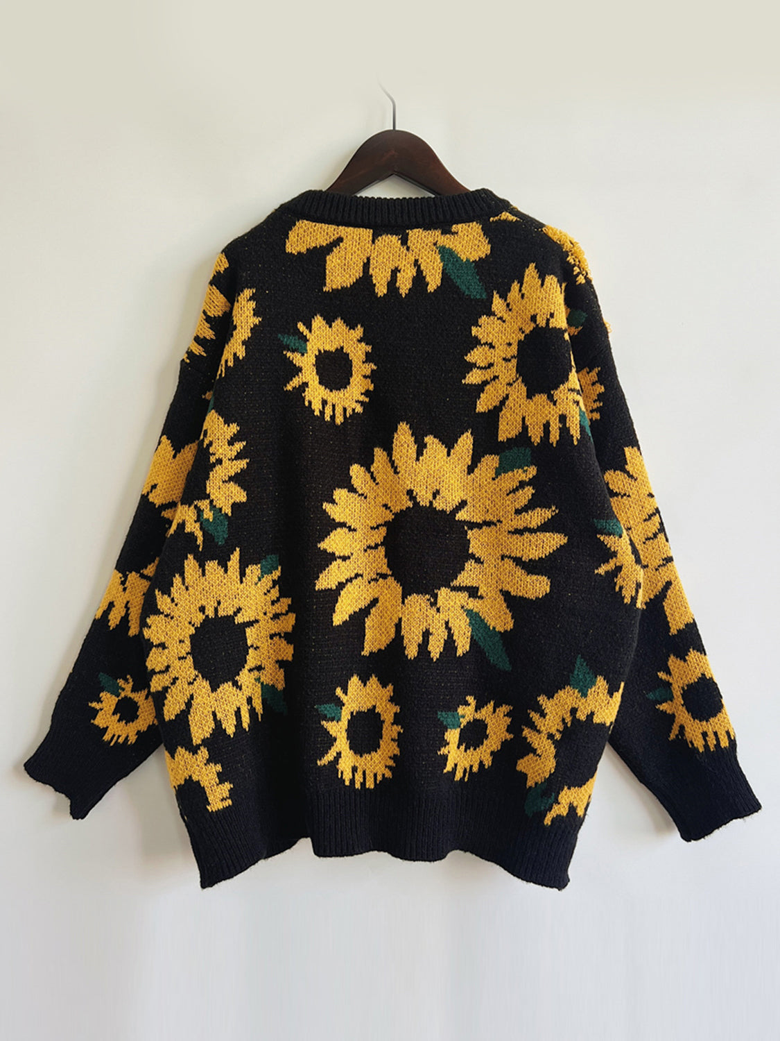 Sunflower Dropped Shoulder Long Sleeve Sweater Trendsi