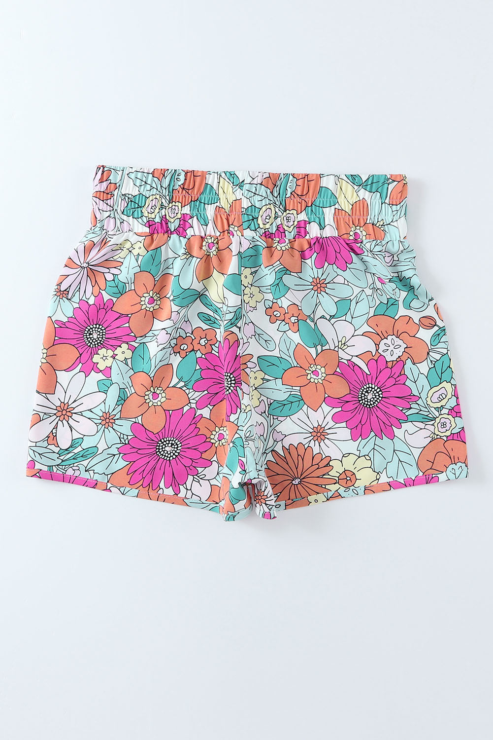 Women Floral Elastic Waist Shorts nicholesgifts