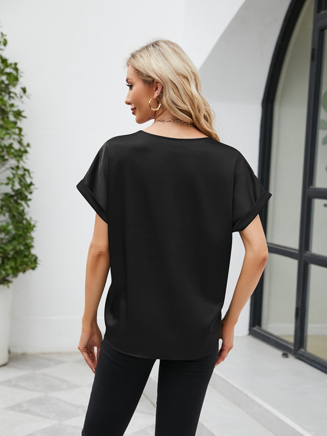 V-Neck Short Sleeve Blouse nicholesgifts