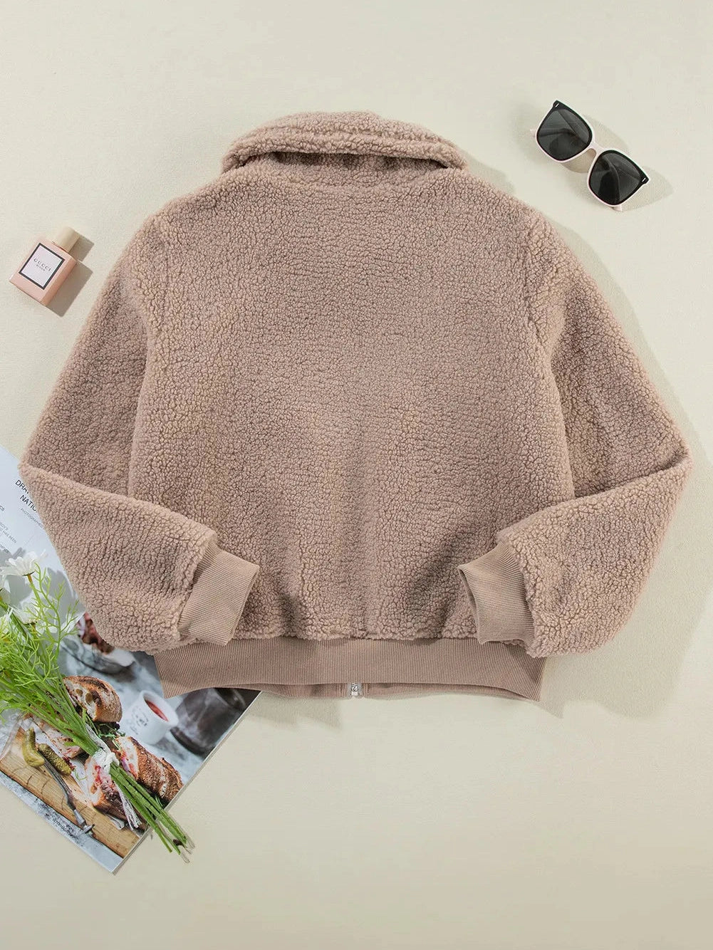 Zip Up Long Sleeve Plush Jacket nicholesgifts