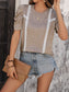 Women Lace Detail Round Neck Puff Sleeve Blouse nicholesgifts