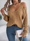 Cable-Knit Cold Shoulder Long Sleeve Sweater nicholesgifts
