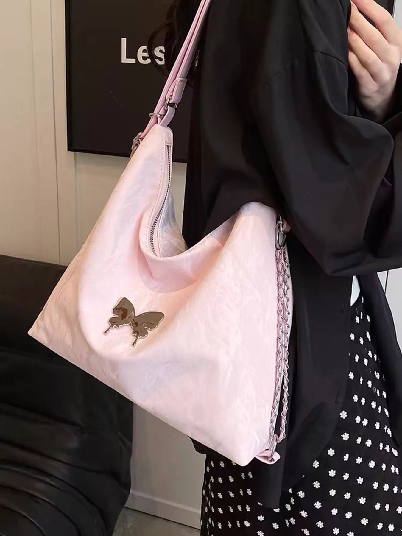 Butterfly Decor Convertible Shoulder Bag nicholesgifts