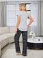 V-Neck Short Sleeve Top and Pants Lounge Set nicholesgifts