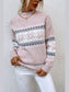 Women Snowflake Pattern Mock Neck Sweater nicholesgifts