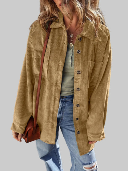 Women Button Up Long Sleeve Jacket nicholesgifts