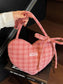 Heart-Shaped Plaid Shoulder Bag nicholesgifts
