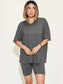 WomeBasic Bae Full Size V-Neck Drop Shoulder Short Sleeve T-Shirt and Shorts Set nicholesgifts