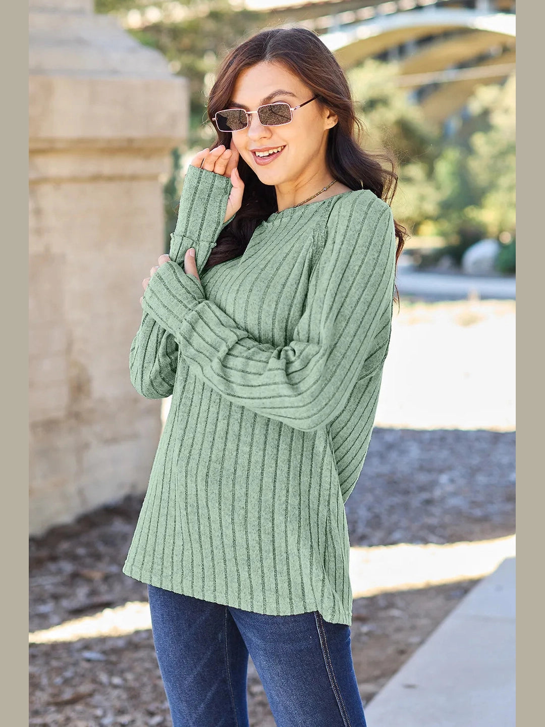 Basic Bae Full Size Ribbed Round Neck Long Sleeve Knit Top nicholesgifts