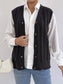 Cable-Knit Button-Up Sweater Vest nicholesgifts