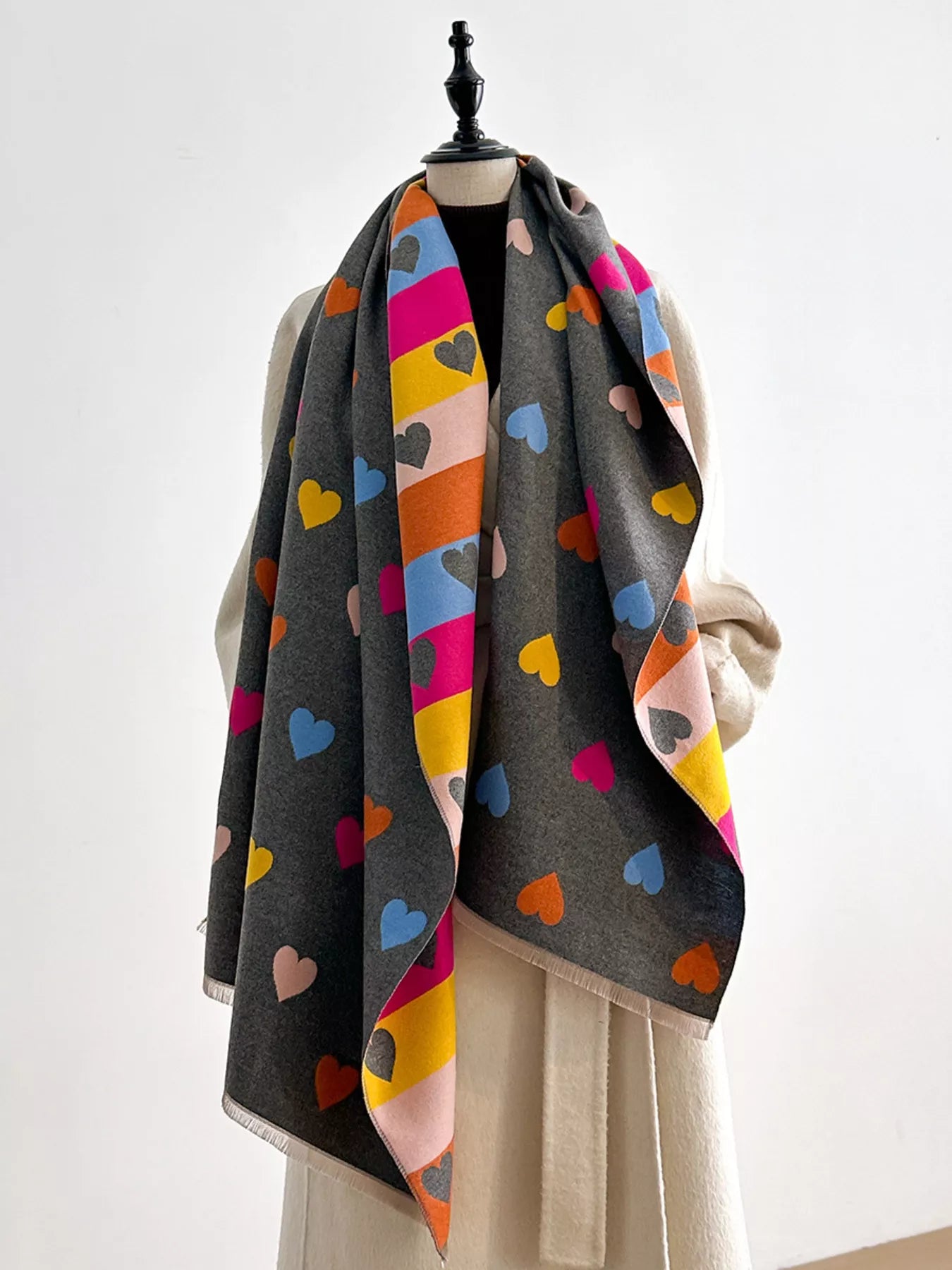 Women Heart Pattern Warm Scarf Valentine's Day Gift For Her nicholesgifts