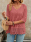 Lace Hem V-Neck Blouse nicholesgifts