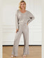Ribbed V-Neck Top and Pants Lounge Set nicholesgifts
