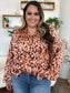 Double Take Full Size Printed Ruffle Trim Balloon Sleeve Shirt nicholesgifts