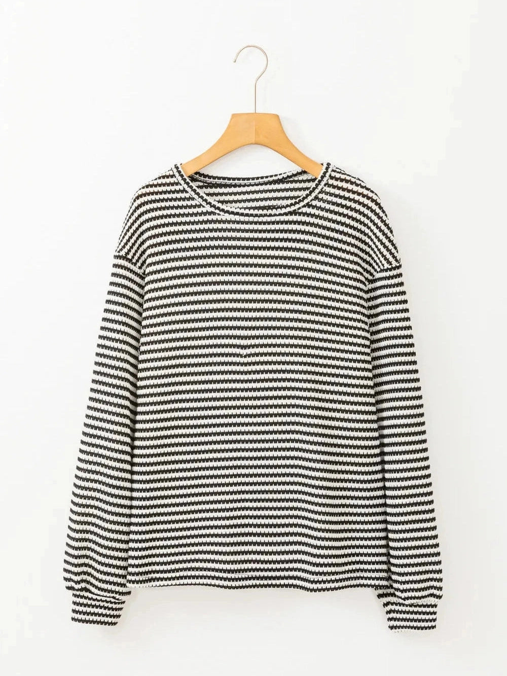 Striped Round Neck Long Sleeve Top NicholesGifts