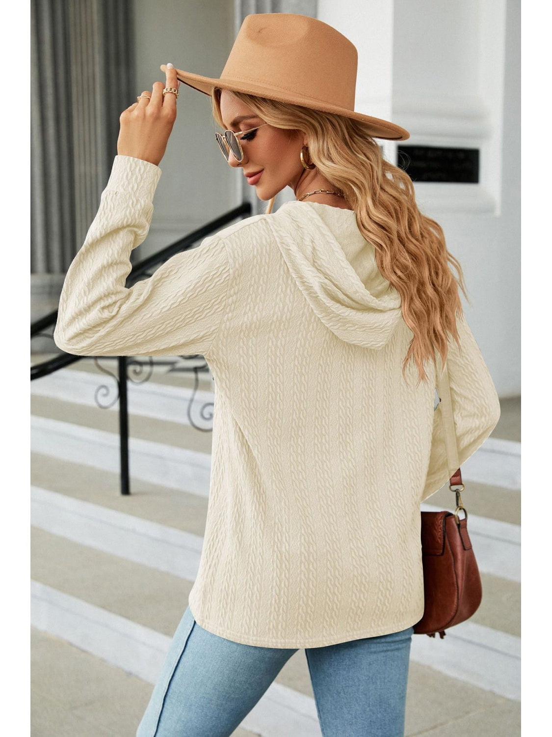 Cable-Knit Long Sleeve Hoodie nicholesgifts