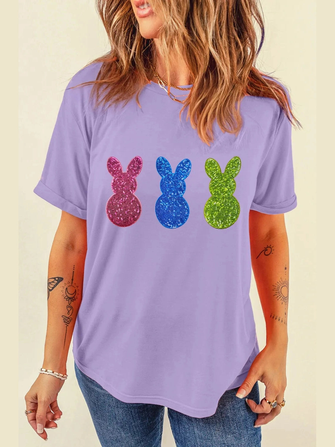 Shiny Bunny Short Sleeve T-Shirt nicholesgifts