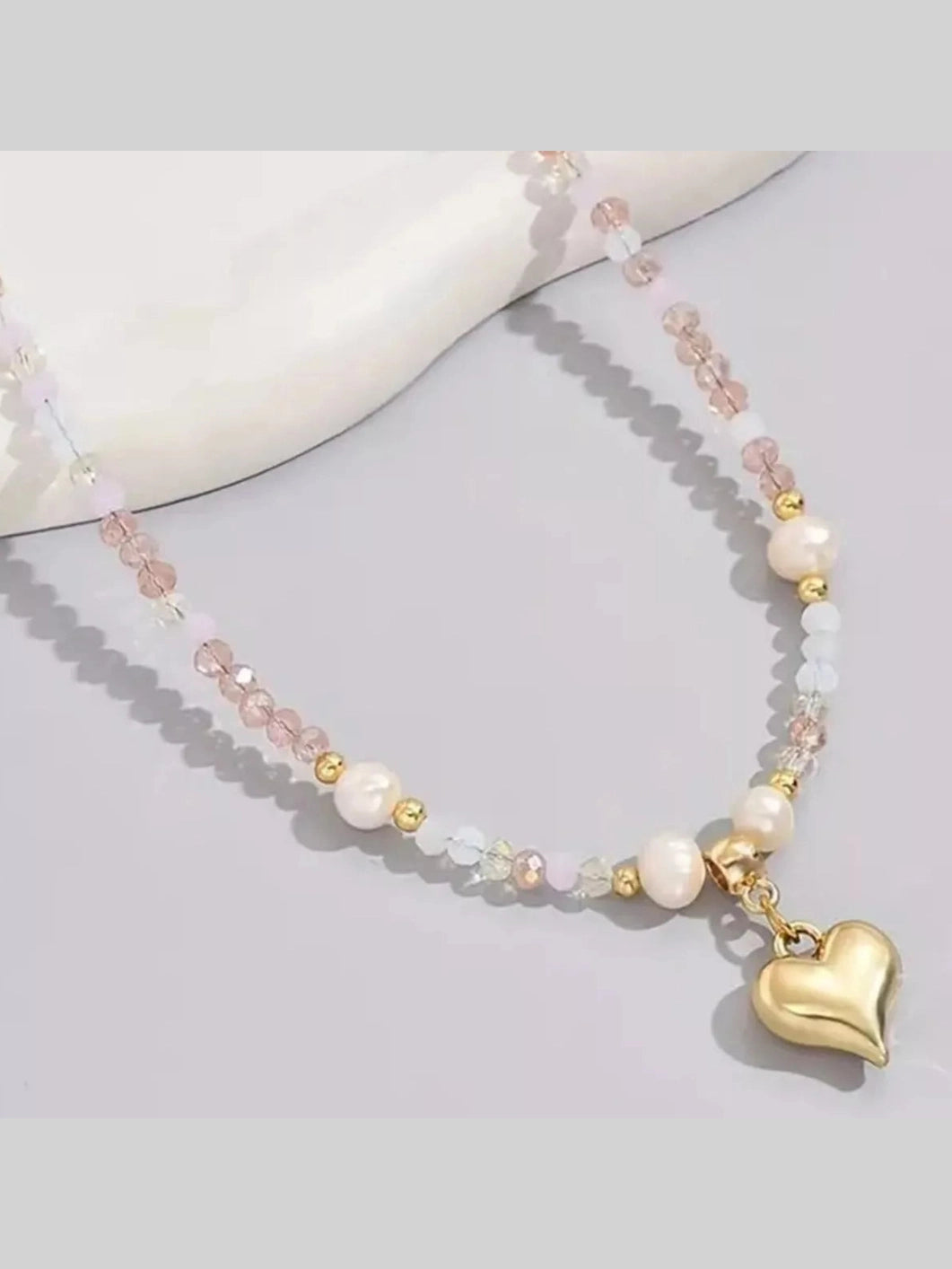 Women Bead Heart Pendant Necklace nicholesgifts