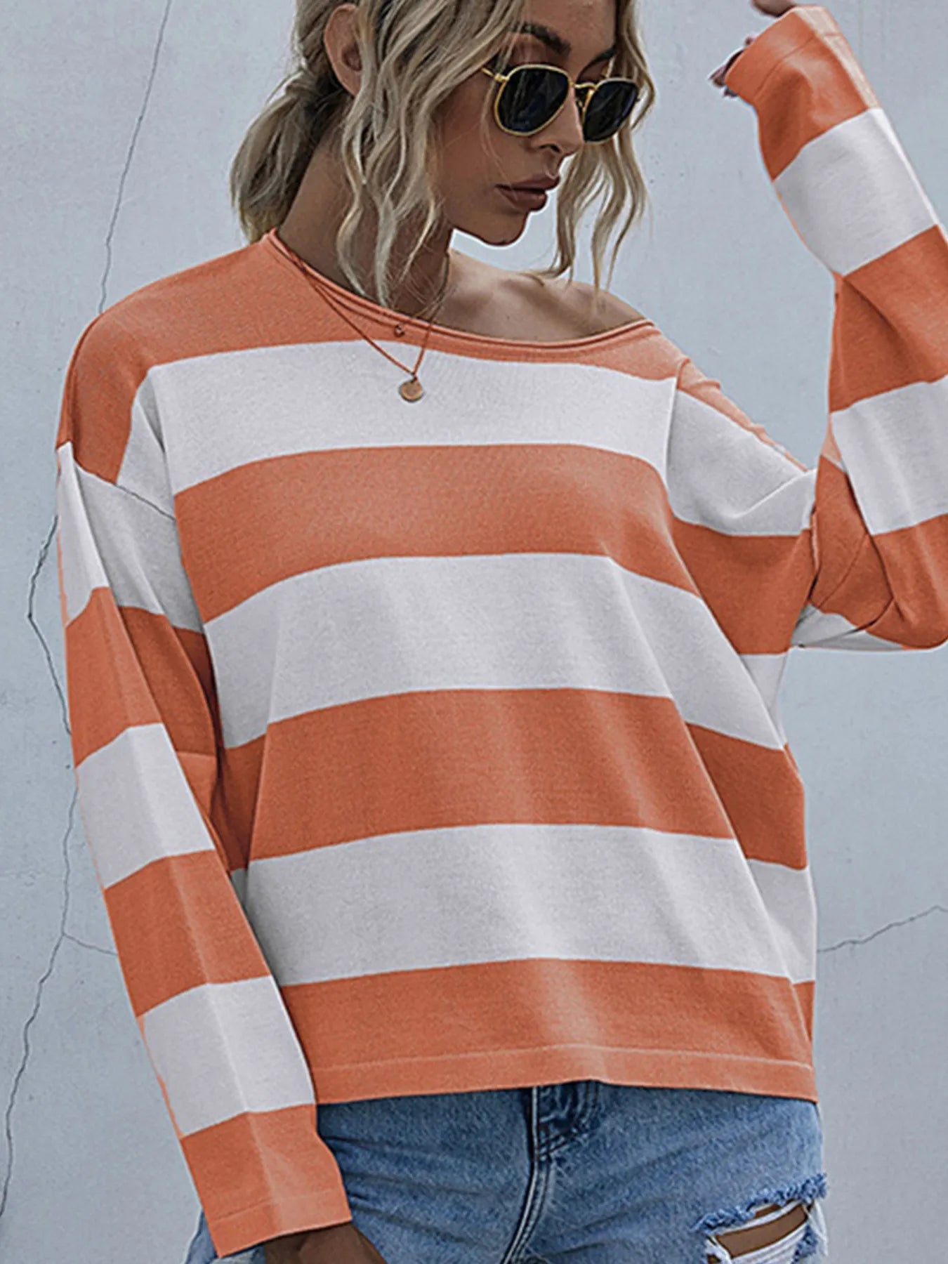 Striped Casual Long Sleeve Knit Top