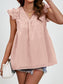 Women Ruched V-Neck Cap Sleeve Blouse nicholesgifts