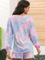 Ivy Lane Tie-Dye Long Sleeve Top and Shorts Lounge Set nicholesgifts