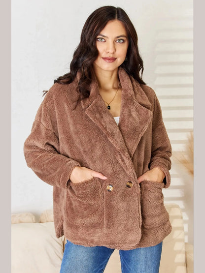 Culture Code Double Breasted Fuzzy Coat nicholesgifts