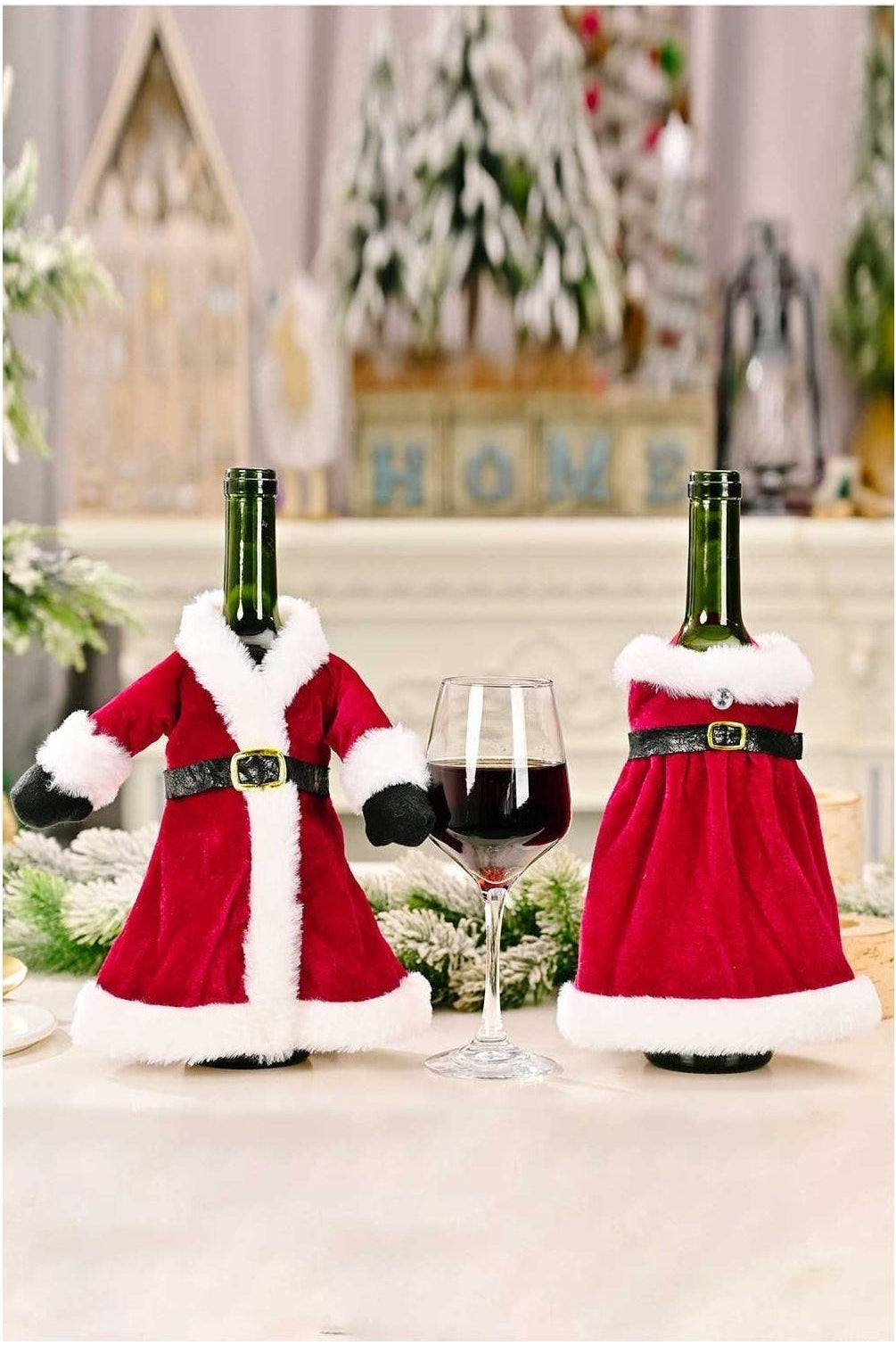 2-Pack Christmas Dress Wine Bottle Covers nicholesgifts