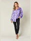 Double Take Full Size Printed Ruffle Trim Balloon Sleeve Shirt nicholesgifts