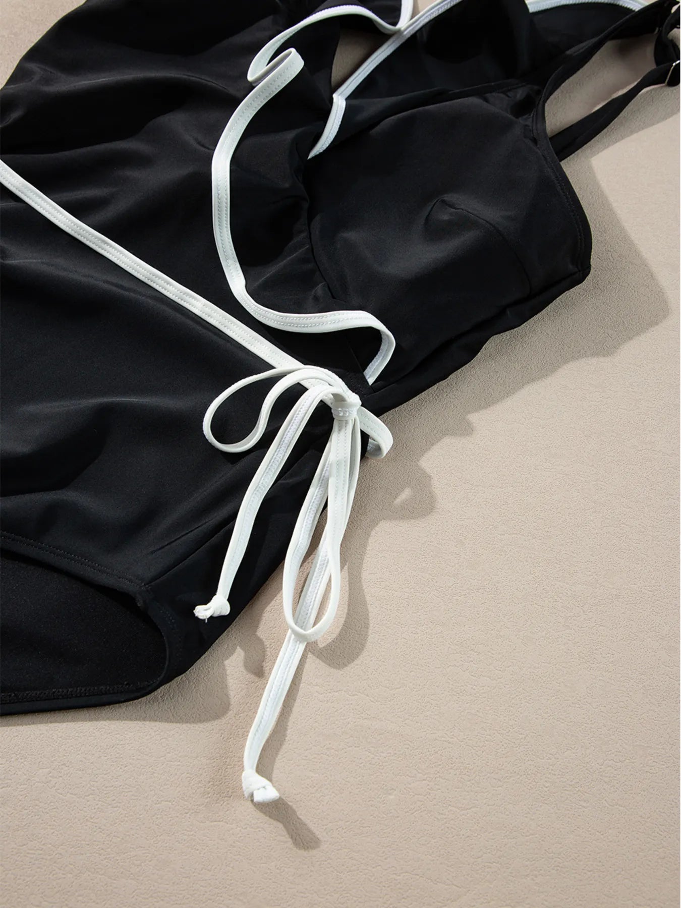 Women Ruffle Trim V-Neck One-Piece Swimsuit nicholesgifts