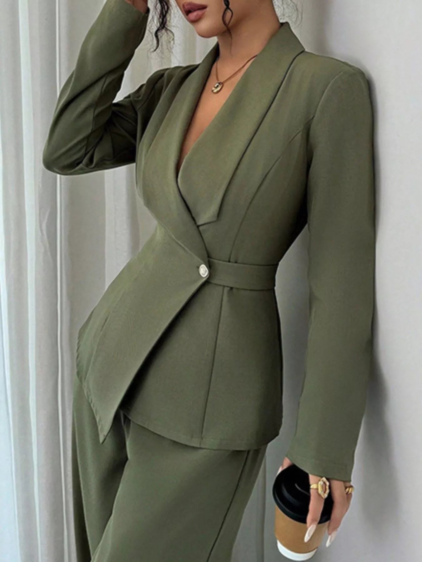 One Button Blazer and Pants Set nicholesgifts