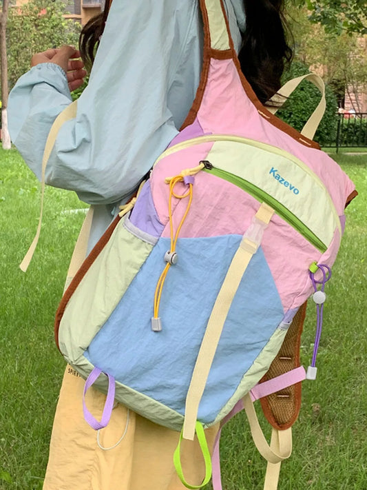 Lightweight Color Block Backpack Bag nicholesgifts