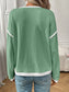 Ribbed Contrast Trim Long Sleeve Top nicholesgifts