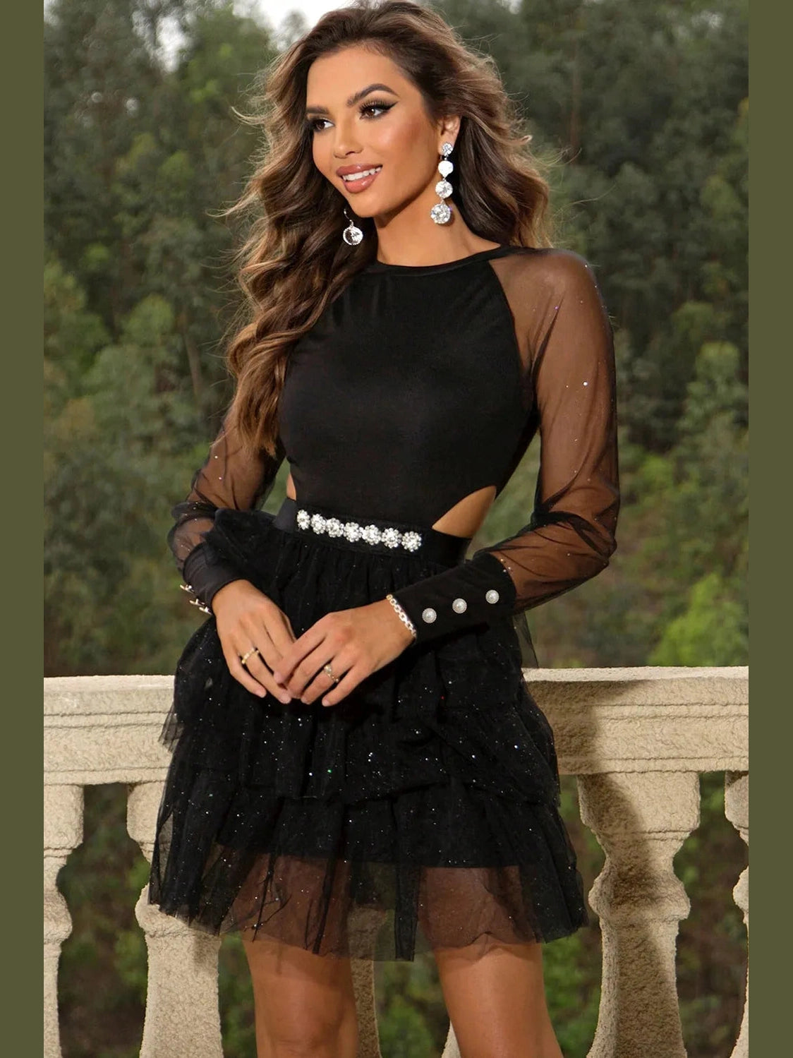 Cutout Round Neck Mini Dress nicholesgifts