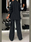 Full Size Contrast Lapel Collar Top and Pants Set nicholesgifts