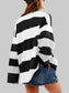 Women Striped Half-Zip Oversized Sweatshirt nicholesgifts