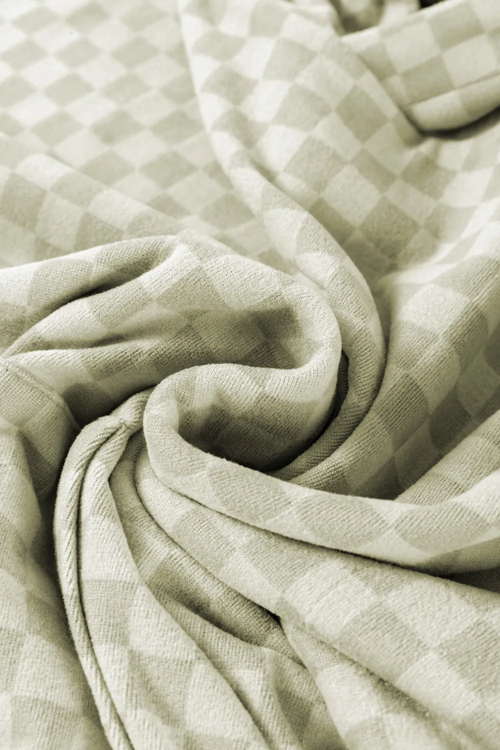 Checkered Print Kangaroo Pocket Drawstring Hoodie Trendsi