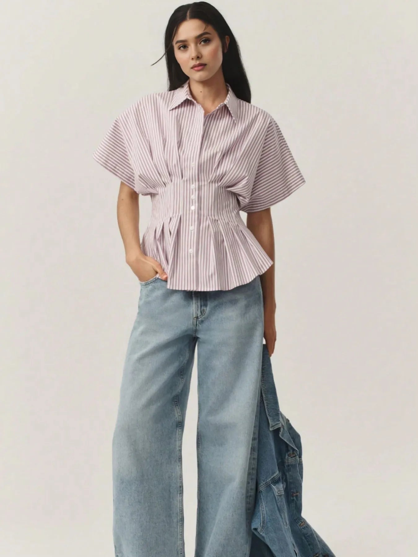 Striped Short Sleeve Button-Up Shirt