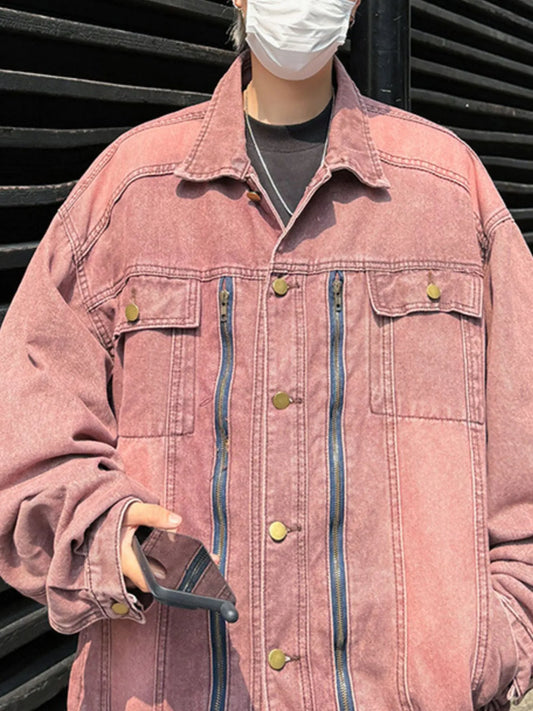 Men's Plus Size Button Up Long Sleeve Denim Jacket Trendsi
